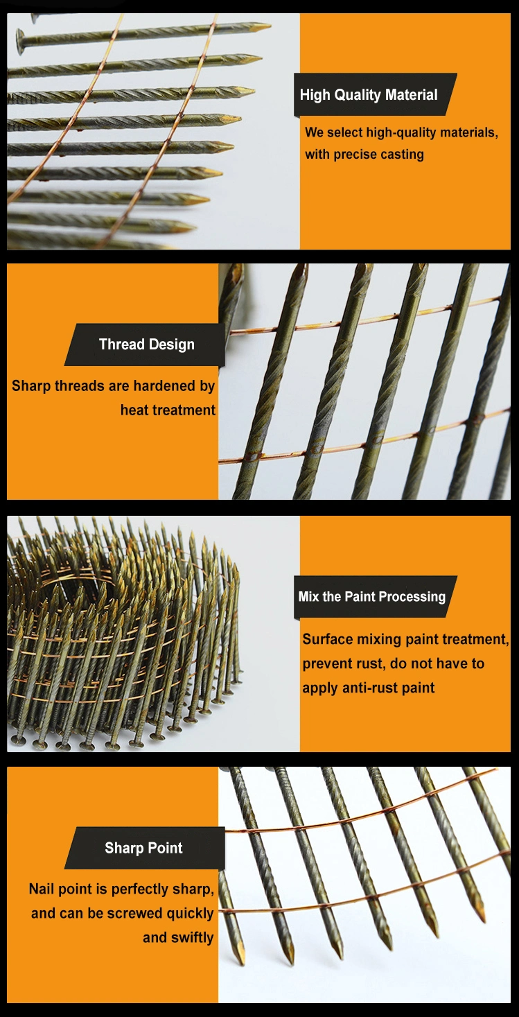 Manufacturer 15 Degree 2 ′′x. 099′′ Pneumatic Galvanized Pallet Roofing Common Coil Nails for Nail Gun